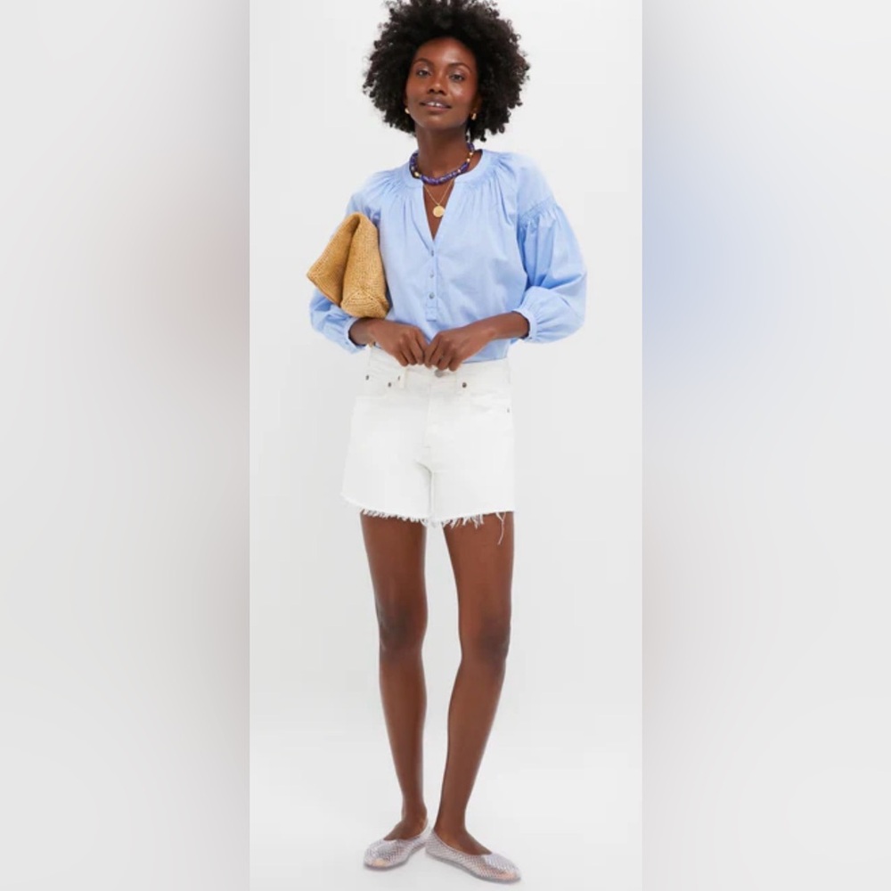 TUCKERNUCK Ashton Chambray Top with Band Collar & Popover Top, Buttons, S, NWT